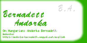 bernadett andorka business card